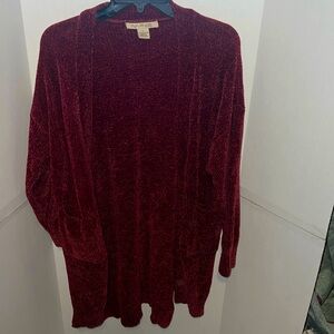 Maroon Chenille Knit Cardigan WITH POCKETS!